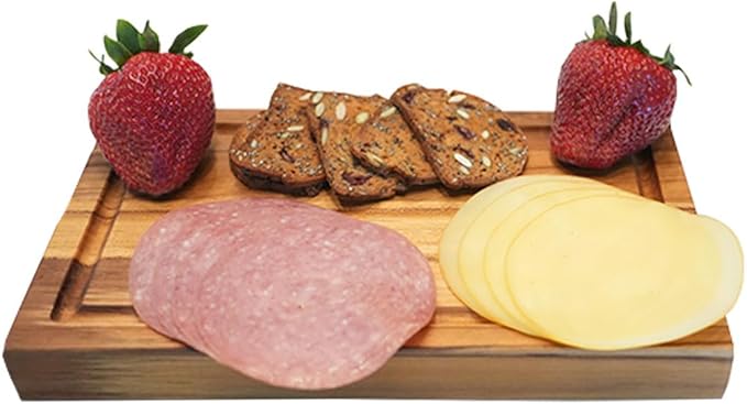 EcoDecors, Teak Cutting Board 10"x6", Reversible Compact Teak Wood Edge Grain Cutting Board with Juice Groove, Small Wooden Board for Bar, Garnish, Snack, Cheese, or Gift, FSC Certified