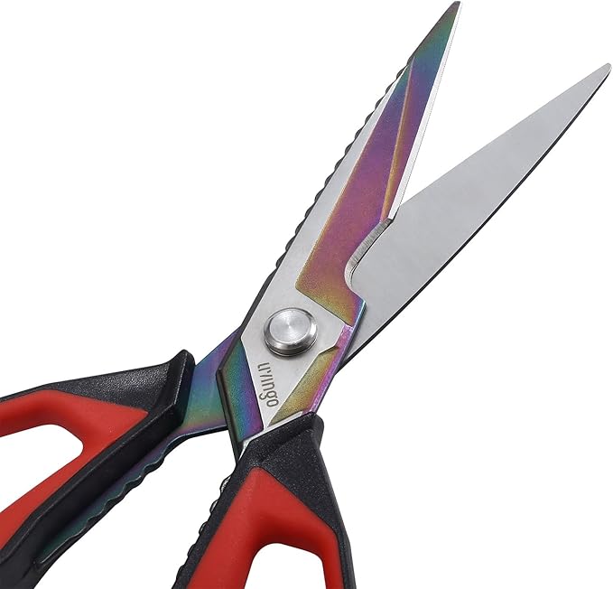 LIVINGO Sharp Kitchen Scissors for Food - Titanium Coated Forged Stainless Steel Heavy Duty Shears All Purpose for Cooking Utility Cutting Poultry Turkey Bone, Meat, Dishwasher Safe, 9 Inches