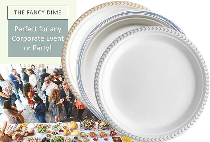 Disposable Paper Plate: Heavy Duty Elegant Eco-Friendly Compostable Paper Plates (50 Count), Tree Free Sugarcane Plate with Color Party Plate (7 inch Blue Dessert/Appetizer Plate)