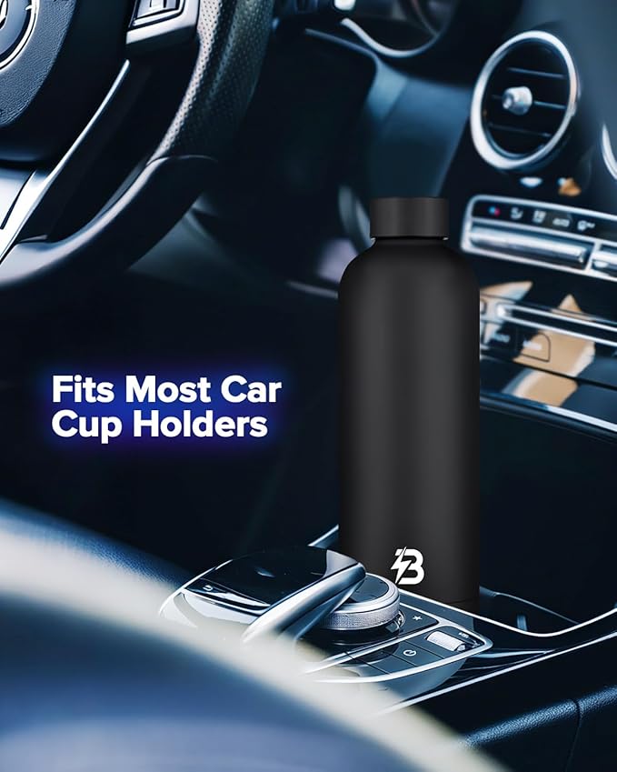 Insulated Water Bottle with Lid, 25 oz Reusable Leak-Proof Metal Stainless Steel Water Bottles for Travel, Sports, Gym, Outdoor (Black)