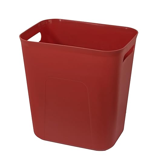 UUJOLY Plastic Small Trash Can Wastebasket, Garbage Container Basket for Bathrooms, Laundry Room, Kitchens, Offices, Kids Rooms, Dorms, 3.5 Gallon, Red