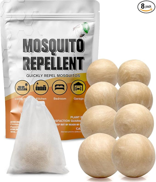 Mosquito Repellent Outdoor Patio, Indoor Mosquitoes Repellent Balls, Mosquito Away Repellant for Travel, Yard, Camping, Room -8P