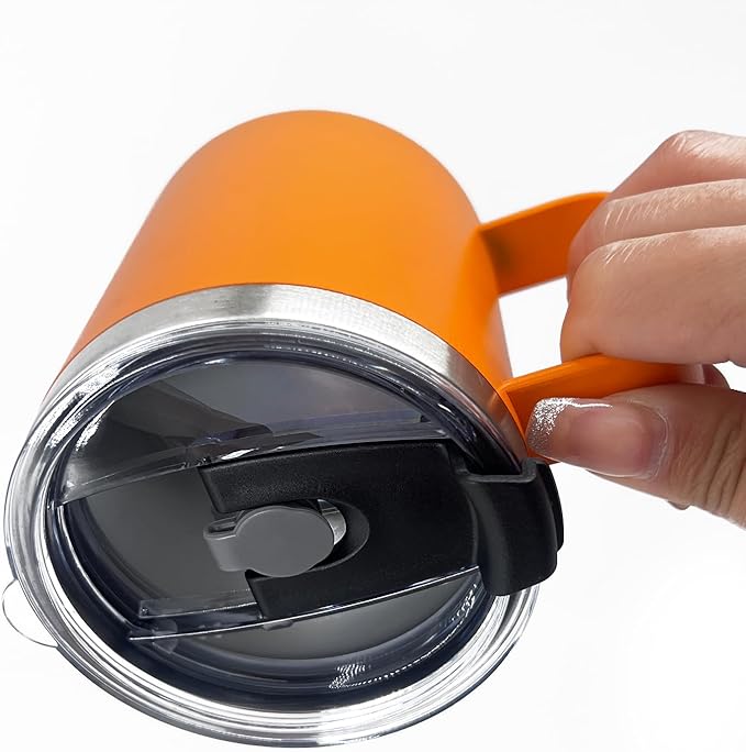 4pack 12oz Coffee Mug With Handle Bulk, Stainless Steel Insulated Travel Tumblers With,Double Wall Vacuum Camping Cup for Hot & Cold Drinks Tea (orange)