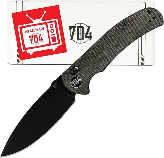 704 Gear Urban Ranger Lite V2 | EDC Folding Pocket Knife with Ambidextrous Thumbstud and Crossbar Lock | 2.91" Blade, 14C28N Steel, Reversible Pocket Clip | Black Micarta/Black