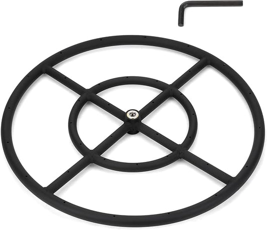 Stanbroil 24 Inch Round Fire Pit Burner Ring for Natural Gas & Propane Fire Pit Fireplace - Black Steel Fire Pit Burner for Indoor & Outdoor, BTU 296,000 Max