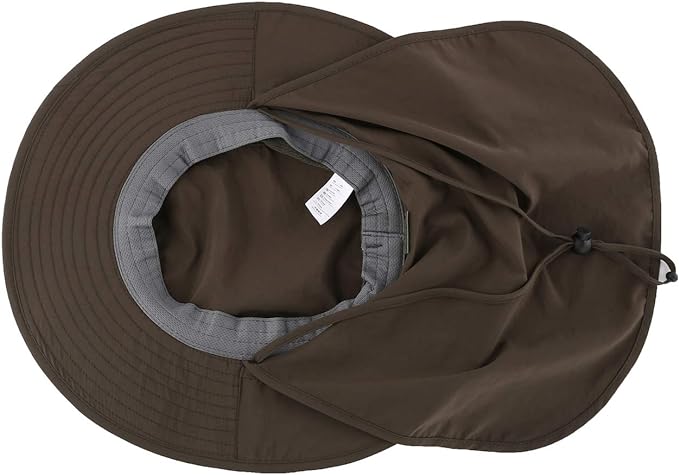 Home Prefer Outdoor UPF50+ Mesh Sun Hat Wide Brim Fishing Hat with Neck Flap Sun Hat for Men Women