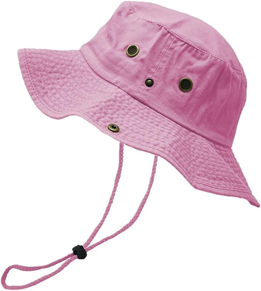 Glory Max Washed Cotton Bucket Hat with Chin Strap Fishing Sun Safari Boonie Cap