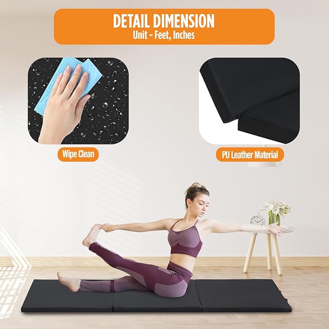 Gymnastics Mats Foldable Tumbling Mats Portable Gymnastics Exercise Mat 2'x6'/2.5'x6.4'/4'x6'/4'x8'/4'x10'/ Gymnastics Tumbling Mats Pad Home Exercise Panel Mat With Carrying Handles