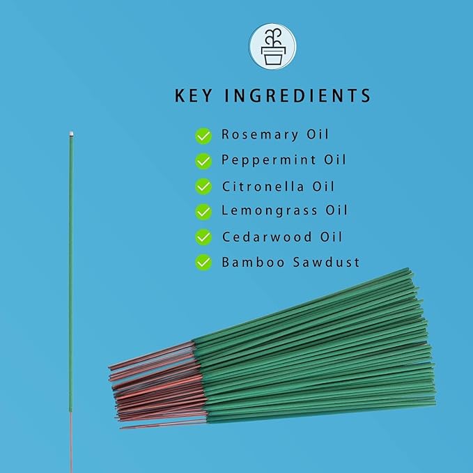 120 PCS Mosquito Repellent Incense Sticks Outdoor Patio - DEET Free - Lemongrass Oil - Natural Citronella Incense Sticks for Camping, Patio, Hiking,etc