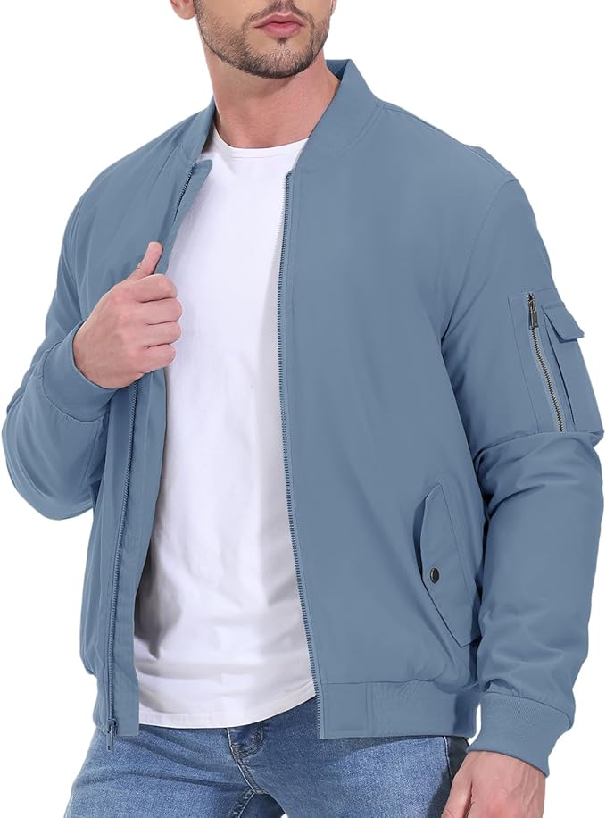 Gopune Men's Windproof Bomber Jacket Warm Water Resistant Windbreaker Winter Outwear Quilted Jackets Coats