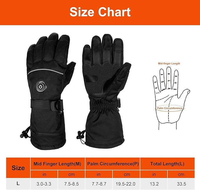 Heated Gloves, 5V 6000mAh Rechargeable Heated Gloves for Men Women, Waterproof & Upgrade Non-Slip Electric Heating Glove for Motorcycling, Hunting, Skiing, Outdoor Work
