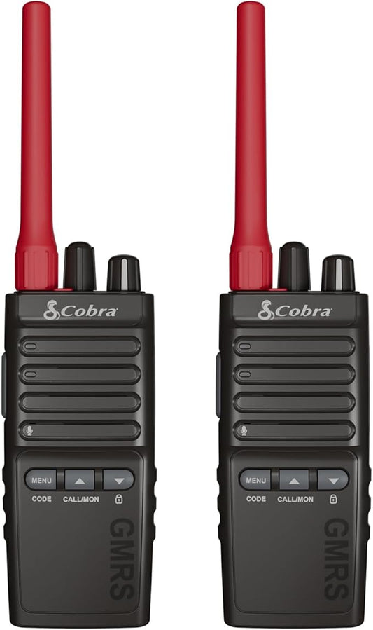 Cobra Trailblazer 500 GMRS Radio (2-Pack) – IP54 Rugged No-Display Design, 2.5W Long Range Walkie Talkies, 16hr Battery, Swivel Holster, Programmable Software, Removable Antenna, Repeater Compatible