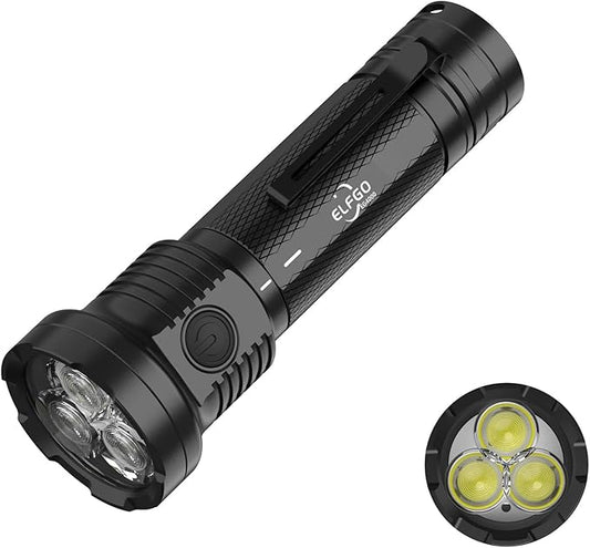 4000Lumens Outdoor Flashlight,LED Flashlight Flash Light Duty Rechargeable Flashlights with USB C IP67 Strobe Handheld Flashlight for Outdoor Medical Camping Emergency Work Light Repair