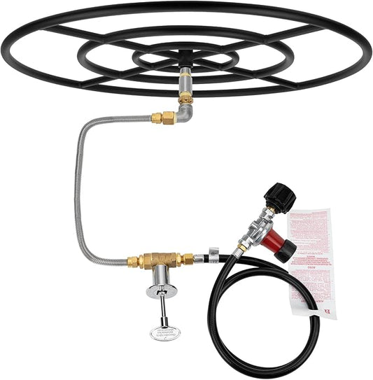 Stanbroil LP Propane Gas Fire Pit Burner Ring Installation Kit, Black Steel, 30-inch