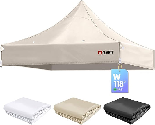 10x10 Pop Up Canopy Tent Replacement Top Cover,Canopy Tent Top for Pop Up Tent with Drainage Holes,Outdoor Tent Top Cover for Garden, Patio, Pavilion, Sun Shade.(Top Only)(Khaki 10x10