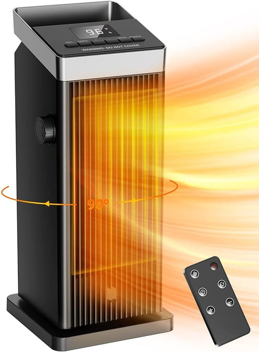 BREEZOME Space Heater, 1500W Fast Heating Heater for Indoor Use, Portable Ceramic Electric Heaters for Home with Thermostat, 90° Oscillating, Remote