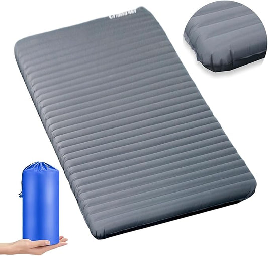 Inflatable Sleeping Pad for Camping, 2 Person Ultralight Double Sleeping Pad with R-Value 7.7, Waterproof & Durable 40D Nylon Camping Mat for Backpacking & Cold Weather, 78"x47.2", 3.62" Thickness