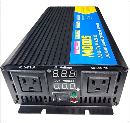 5000W Power Inverter Pure Sine Wave, 12V to 110-120 Volts, Dual AC Outlets, Hardwire Kit Including for Car Truck RV Outdoor, Camping, Boat, Home,Office Solar System(12, Volts) (5000W)