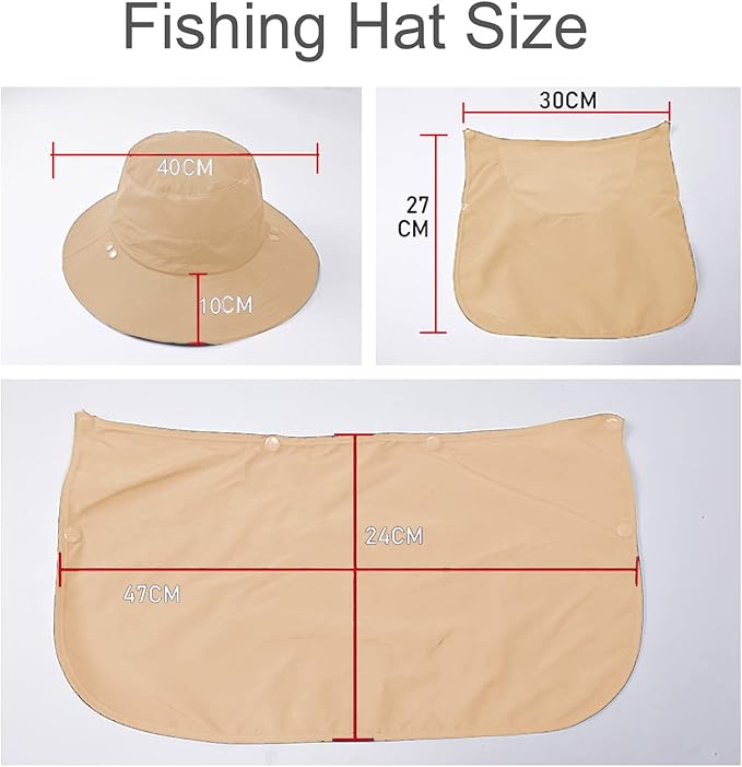 Fishing Hat for Men Sun Protection Hat with Removable Mesh Face Neck Flap Cover Windproof Strap for Men and Women