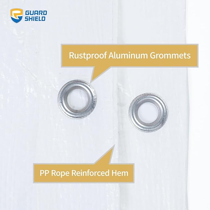 GUARD SHIELD Tarp White 10x10 Feet Multi Purpose Waterproof Poly Tarp Cover 5mil