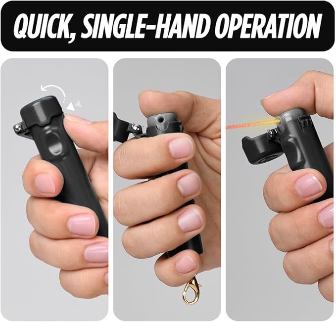 Guard Dog Security Packin' Heat, World’s Smallest Pepper Spray Self Defense for Women, Police Strength with Keychain Snap Clip, Compact Design, Long Range, UV Dye, Push-Button Safety Cap