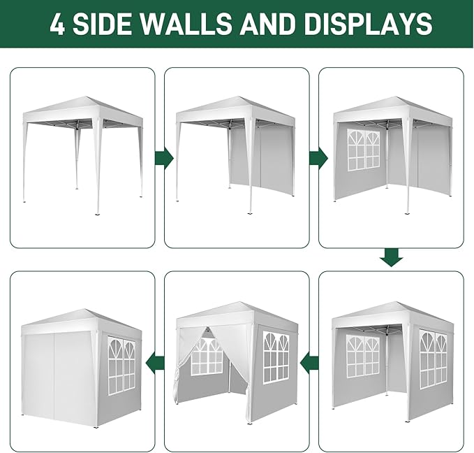 Outvita 6.5x6.5ft Pop Up Canopy Tent, Outdoor Instant Shelter Folding Canopy with 4 Side Walls and Carry Bag for Commercial Events, Party, Backyard BBQ, Camping White