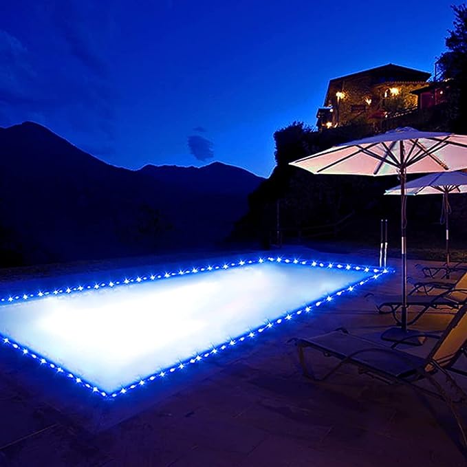 JMEXSUSS 200 LED Solar Pool Lights for Above Ground, 66 ft IP65 Waterproof Pools Lights Outdoor with 8 Modes, Pool Accessories Solar Rope Light for Trampoline Fence Yard Walkway