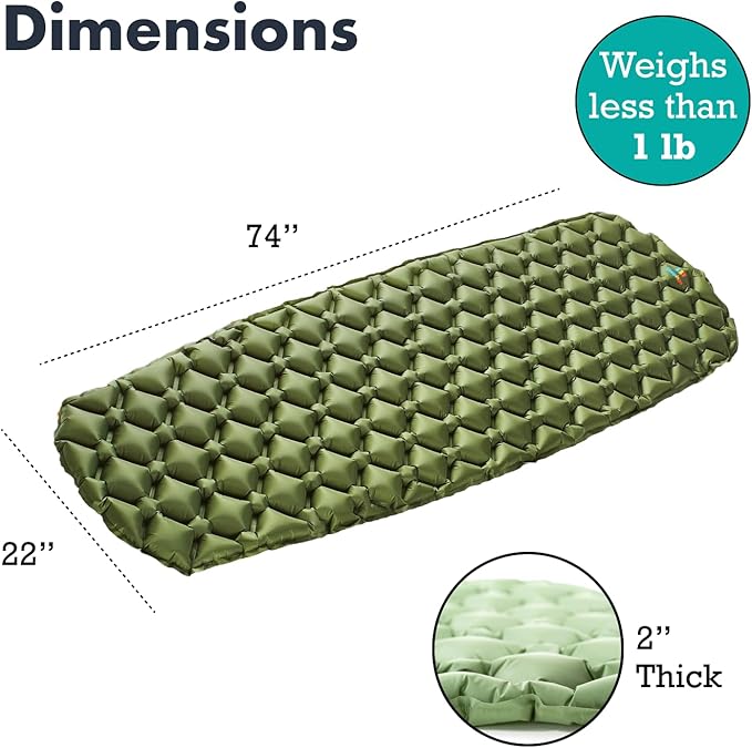 Ultralight Sleeping Mat - Inflatable & Compact Camping Air Mattress for Backpacking, Hiking