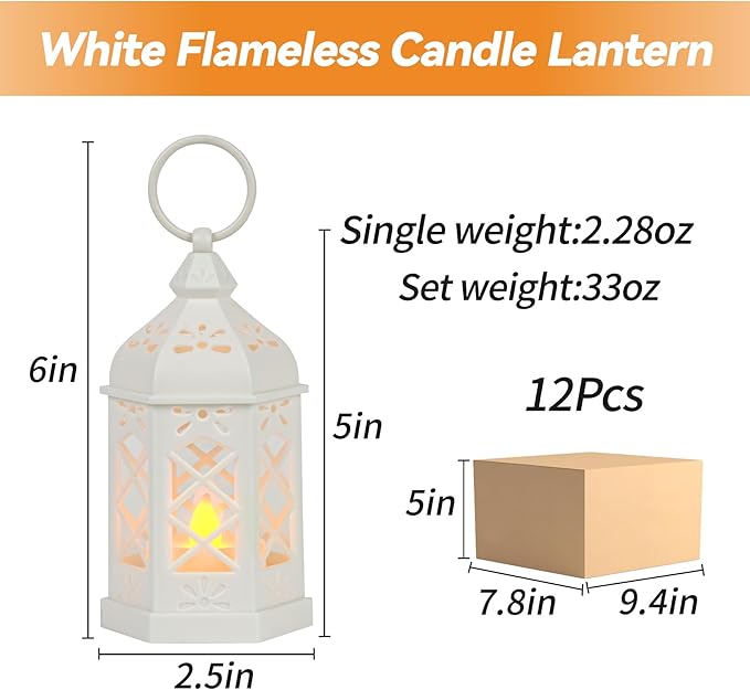 White Candle Lanterns Decorative Indoor Outdoor Mini Small Vintage Rustic Gold LED Farmhouse Fireplace Hanging Lantern Decor Christmas Lanterns Centerpieces for Tables Decorations