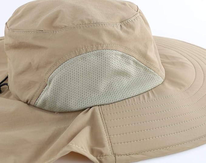 Home Prefer Outdoor UPF50+ Sun Hat Wide Brim Mesh Fishing Hat with Neck Flap