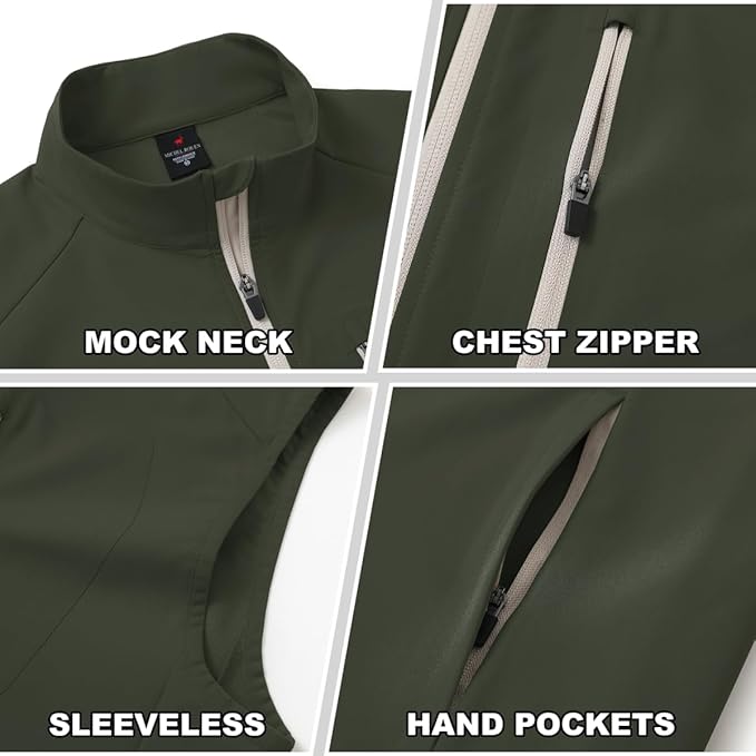 Rouen Mens Vests Outerwear Performance Lightweight Sleeveless Jacket Windproof Softshell Vests Sports Golf Vest for Men