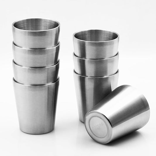 Stainless Steel Insulated Mugs, Metal Tumbler Double Wall Vacuum Water Glasses,Reusable Beer Cups for Camping bbq Party Coffee(9oz-8Pcs)