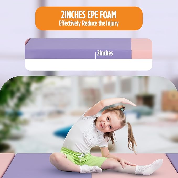 Gymnastics Mats Foldable Tumbling Mats Portable Gymnastics Exercise Mat 2'x6'/2.5'x6.4'/4'x6'/4'x8'/4'x10'/ Gymnastics Tumbling Mats Pad Home Exercise Panel Mat With Carrying Handles