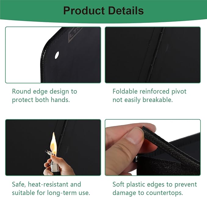 Black Large 4 Sided Splatter Guard for Frying Stove Top,Oil Splash Guard Cooking for Stove,Non Stick Foldable Splatter Screen for Stove Top