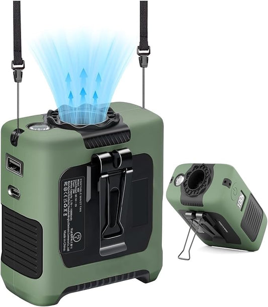 Portable Fans Strong Airflow Personal Waist Fan with Max 40H Runtime Hands Free Neck Fans Wearable Belt Fan for Outdoor Jobsite Camping and Traveling 5 Speeds USB-C Rechargeable 10000mAh (Green)