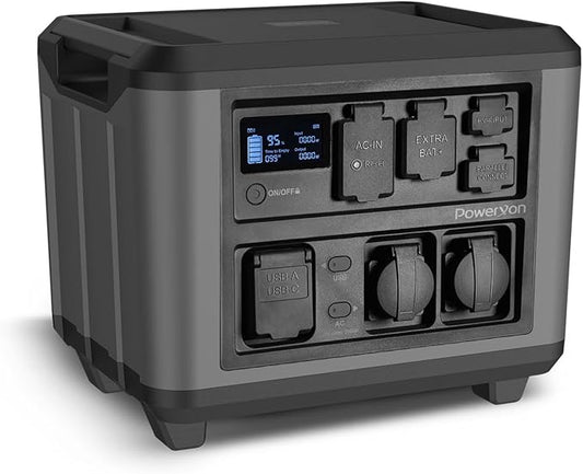 Portable Power Station, 2000W(Peak 4000W) Solar Generator, 1500Wh, 1.5 Hrs Full Charging LiFePO4 Battery Backup Solar Powered Generator for Home Emergency Camping RV