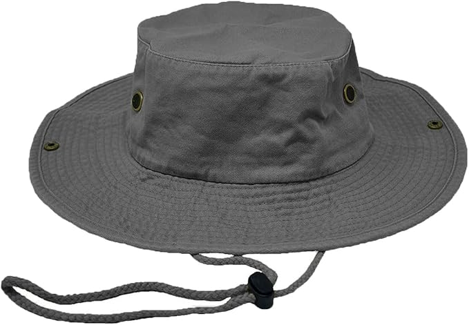 Glory Max Washed Cotton Bucket Hat with Chin Strap Fishing Sun Safari Boonie Cap