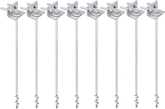 Ground Anchors Screw In - 24" Set of 4,6,8 with Brackets and Drill Bit - Earth Anchors - Mobile Home Anchors - Storage Shed Anchor Kit - Swing Set Anchors for Metal Swing Set - Playset Anchors - Ties
