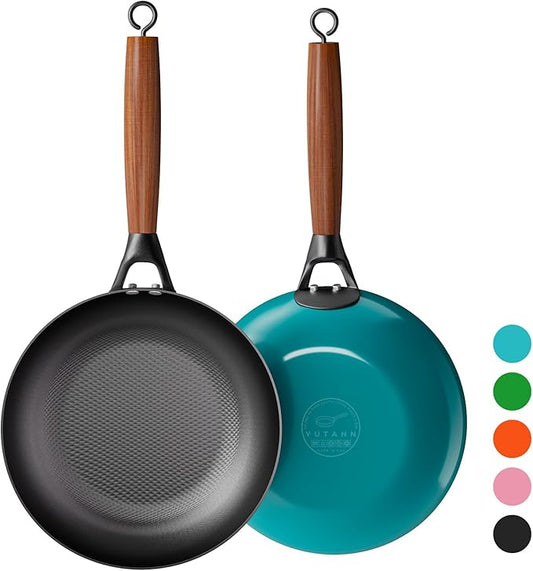 YUTANN Nonstick Frying Pan, 8 inch Enameled Cast Iron Pan Kitchen Healthy Egg Fry Pan Omelette with Detachable Handle, Lightweight Pre-seasoned Cast Iron Skillet, Dishwasher & Oven Safe
