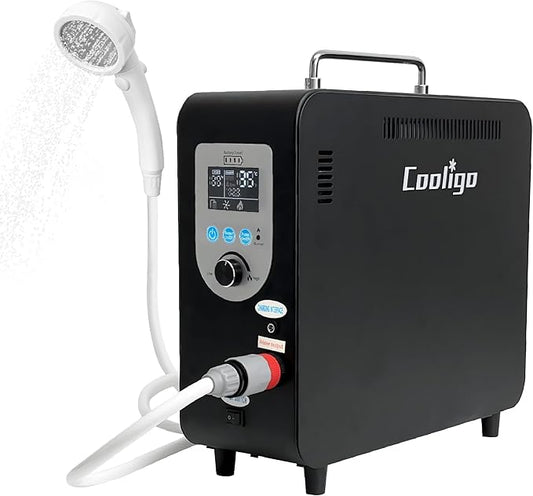 Portable Propane Water Heater for Camping Shower, 40,900 BTU 4500mAh Rechargeable Battery, Tankless Water Shower for Outdoor Shower with Pump, Table Top Camp Water Heater for Camping and Vacationing