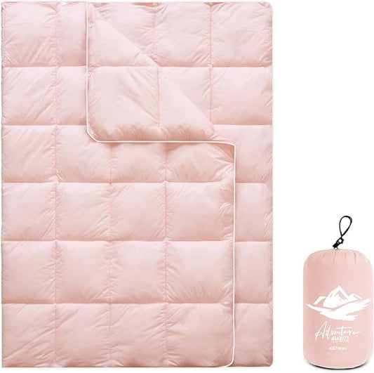 Mini Camping Blanket,Lightweight Puffy Blanket Packable Down Alternative Throw Blanket Waterproof Windproof for Outdoors, Travel, Beach, Airplane, Hiking