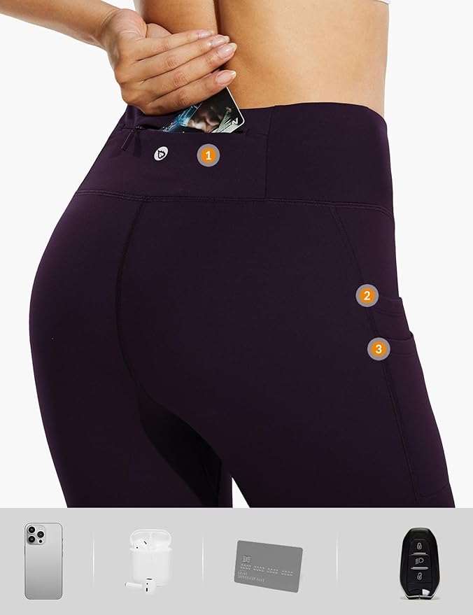 baleaf Women's Fleece Lined Leggings Water Resistant Thermal Winter Warm Tights High Waisted with Pockets Running Gear