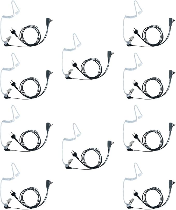 Covert Acoustic Tube Walkie Talkies Earpiece Headset with Mic PTT for Midland GXT1000VP4 LXT500VP3 GXT1050VP4 GXT1000XB(10 Pack)