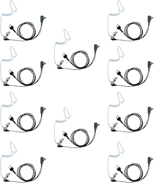 Covert Acoustic Tube Walkie Talkies Earpiece Headset with Mic PTT for Midland GXT1000VP4 LXT500VP3 GXT1050VP4 GXT1000XB(10 Pack)