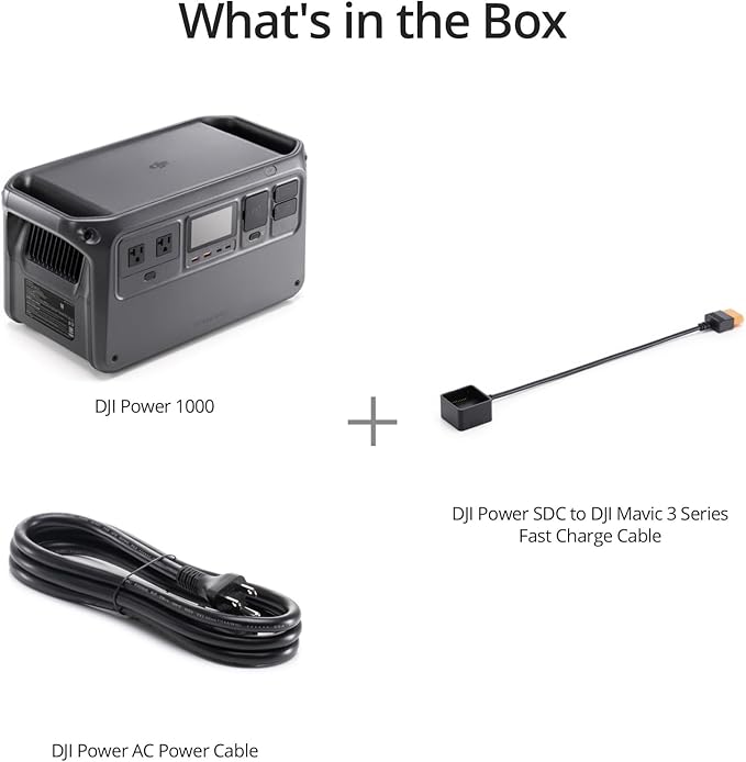 DJI Power 1000 Portable Power Station, 1024Wh Power Generator with Mavic 3 Series Fast Charge Cable, LiFePO4 Cell, Fast Charging, 2200W Max Output, Content Creation, Drone Photography, Camping & RVs