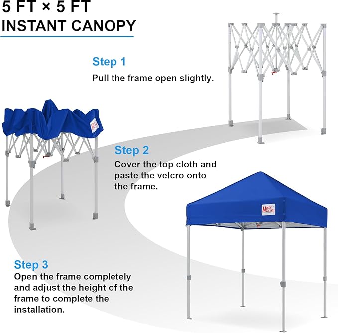 MASTERCANOPY Pop Up Canopy Tent Commercial Grade Instant Shelter (5x5, Blue)