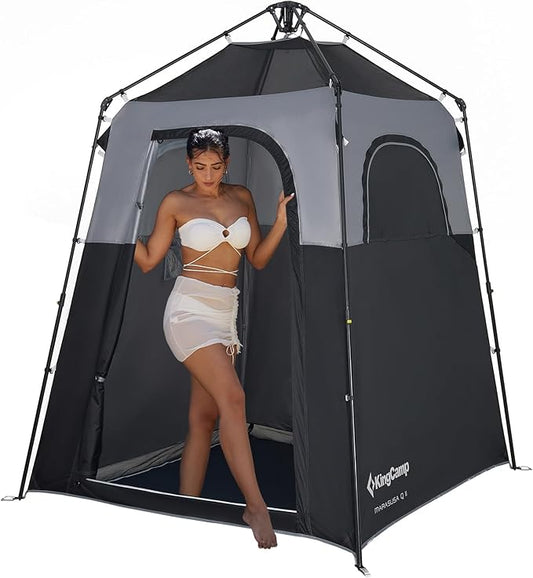 KingCamp Instant Shower Tent, Portable Superior Stable Privacy Shelter, Large Room Outdoor Toilet Tent with Floor for Beach, Camping & Hiking, Setup in Under 60s