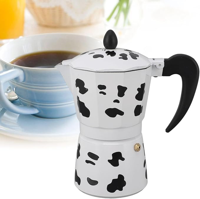 Coffee Pot,Coffee Pot Household Hand Pour Kettle Concentrated Milk Cow Color with Italy Aluminium for Kettle Boil for Home Cafe Outdoor Activities Camping Travel (6 Cups 300ML)