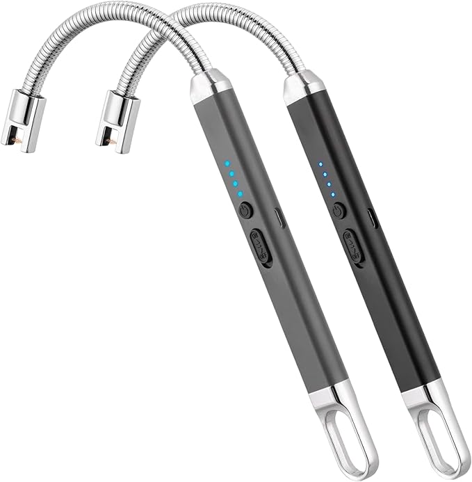 2 Pack Electric Candle Lighter, Birthday Christmas Stocking Stuffers Gifts for Women Mom Men Wife Sister, USB Arc Rechargeable Windproof Long Lighter for Candle BBQ Housewarming Gift Idals