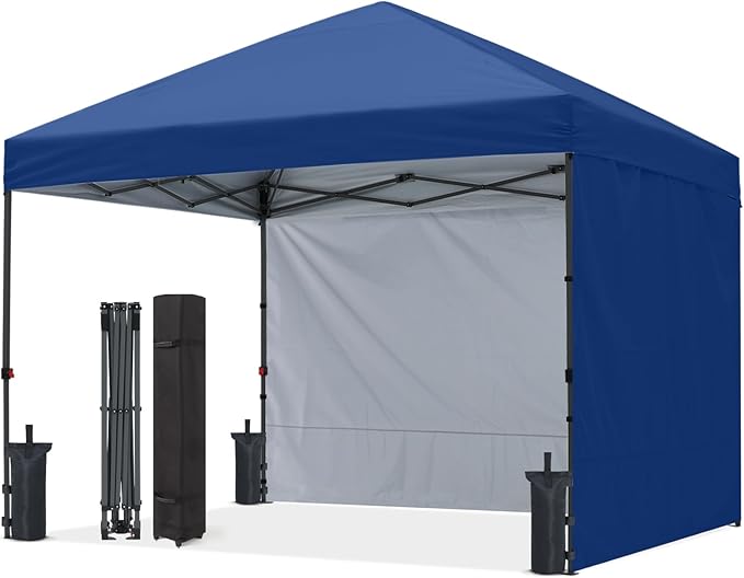 ABCCANOPY Easy Pop up Canopy Tent with 2 Sidewalls for Outdoor Sun Blocking or Rain Protection,10x10, Navy Blue